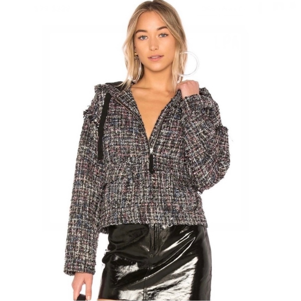 NEW LPA REVOLVE METALLIC TWEED PULLOVER JACKET